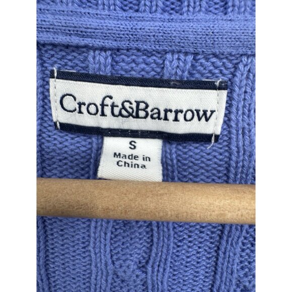 Vintage Y2K Croft & Barrow Women Small Sweater V-Neck Cable Knit Fisherman Prepp - Picture 3 of 8